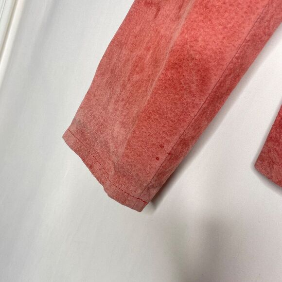 Vintage Pink Suede Leather Jacket Size 10 Peplum Western Cowgirl Mod Indie - Picture 6 of 11